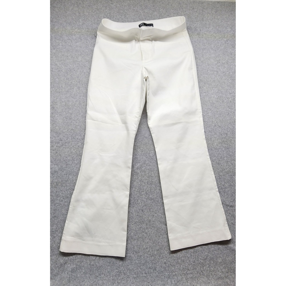 ZARA Women's High Waisted Wide Leg White Pants Slacks Size Large - Picture 2 of 6